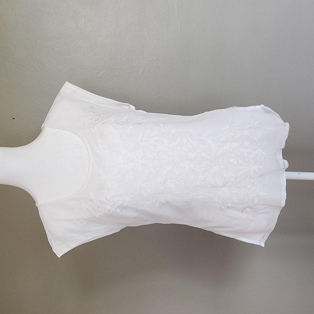 Worthington Lace Sleeveless Top Size Small White